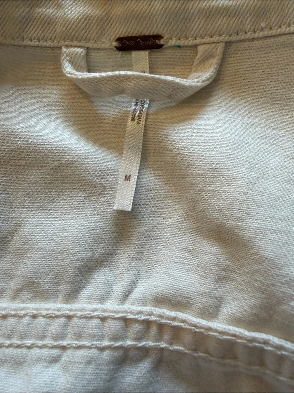 Free People cream colored denim jacket - Picture 2 of 4